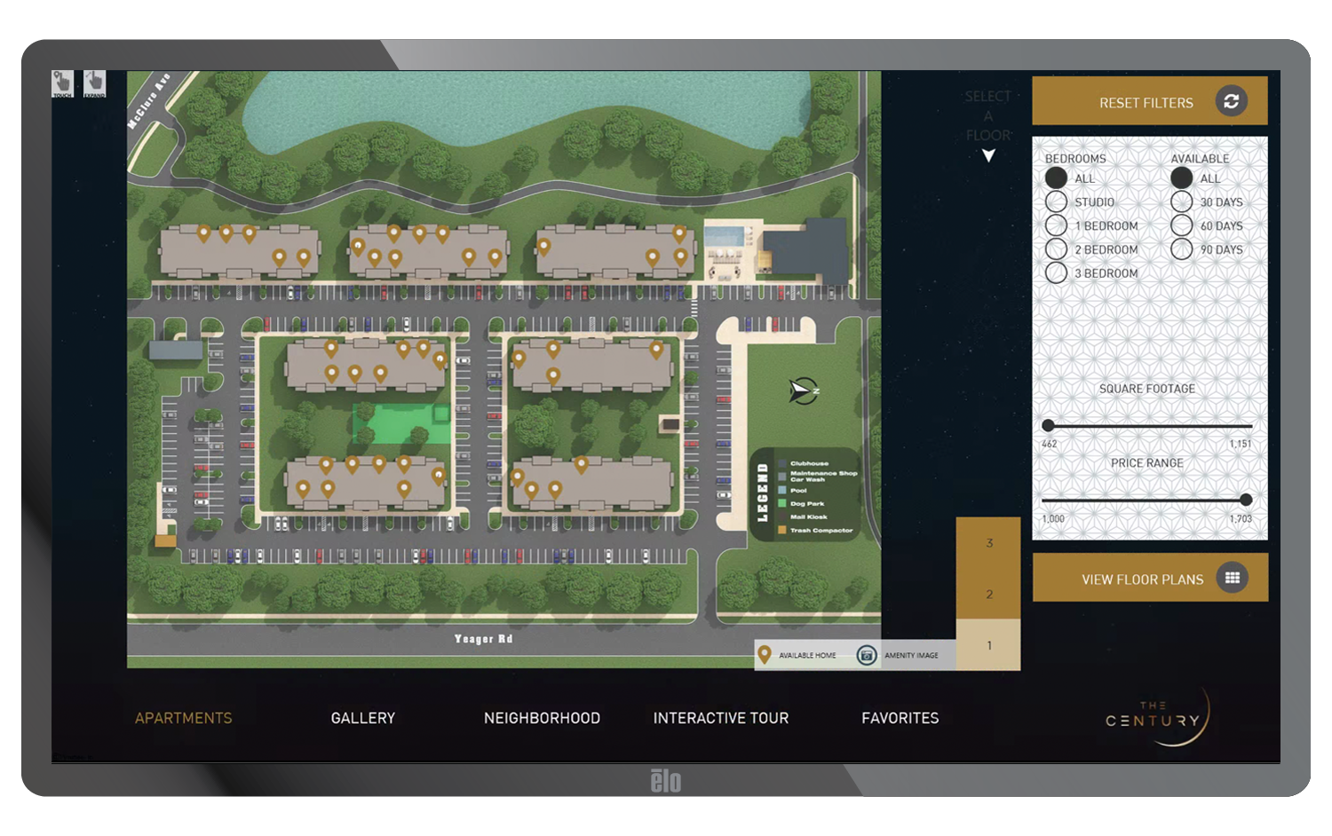 Pynwheel touchscreen interactive property map- Expressionist design 